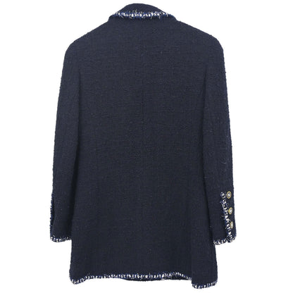 Chanel 1994 Double Breasted Tweed Jacket Navy #34