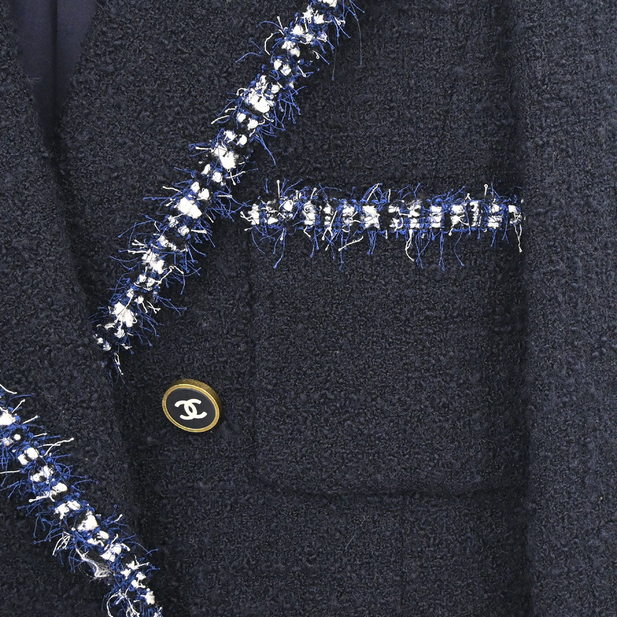 Chanel 1994 Double Breasted Tweed Jacket Navy #34