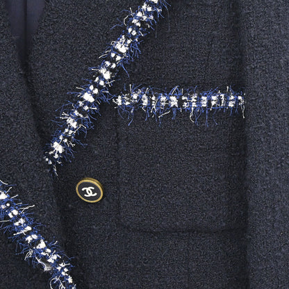 Chanel 1994 Double Breasted Tweed Jacket Navy #34
