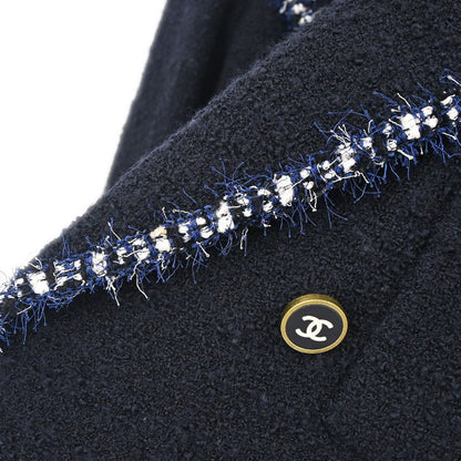 Chanel 1994 Double Breasted Tweed Jacket Navy #34