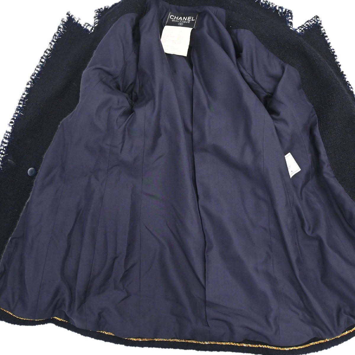 Chanel 1994 Double Breasted Tweed Jacket Navy #34