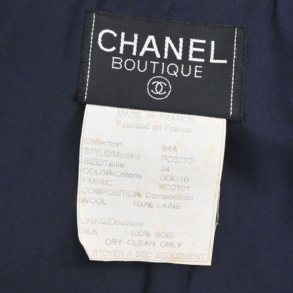 Chanel 1994 Double Breasted Tweed Jacket Navy #34