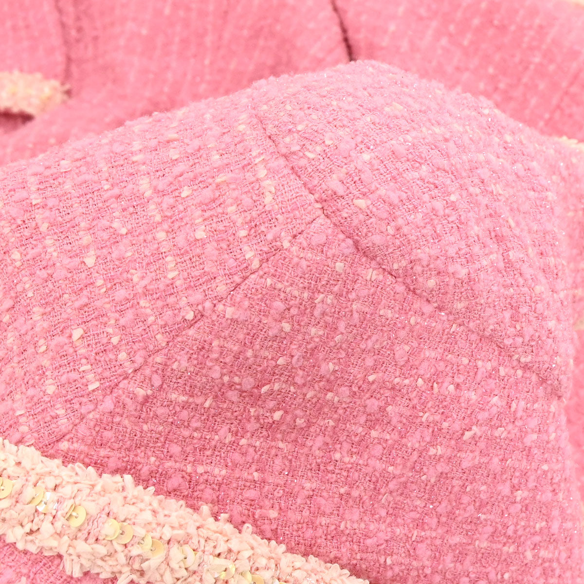 Chanel 1995 Single Breasted Short Sleeve Tweed Sequins Jacket Pink #34