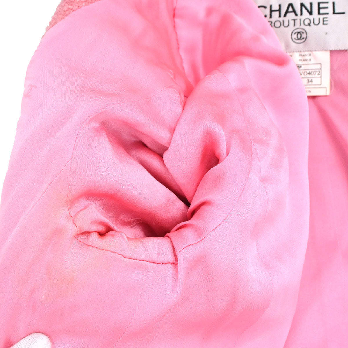 Chanel 1995 Single Breasted Short Sleeve Tweed Sequins Jacket Pink #34