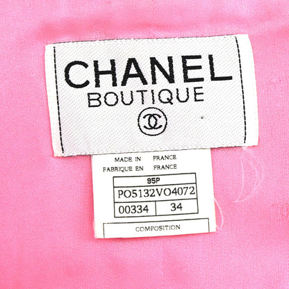 Chanel 1995 Single Breasted Short Sleeve Tweed Sequins Jacket Pink #34