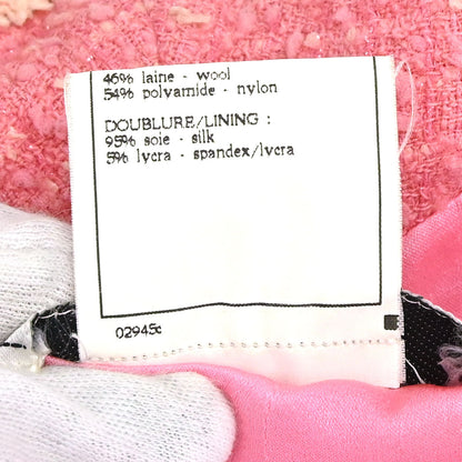 Chanel 1995 Single Breasted Short Sleeve Tweed Sequins Jacket Pink #34