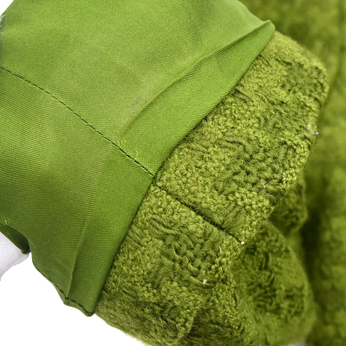 Chanel Single Breasted Jacket Tweed Houndstooth Green