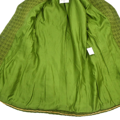 Chanel Single Breasted Jacket Tweed Houndstooth Green