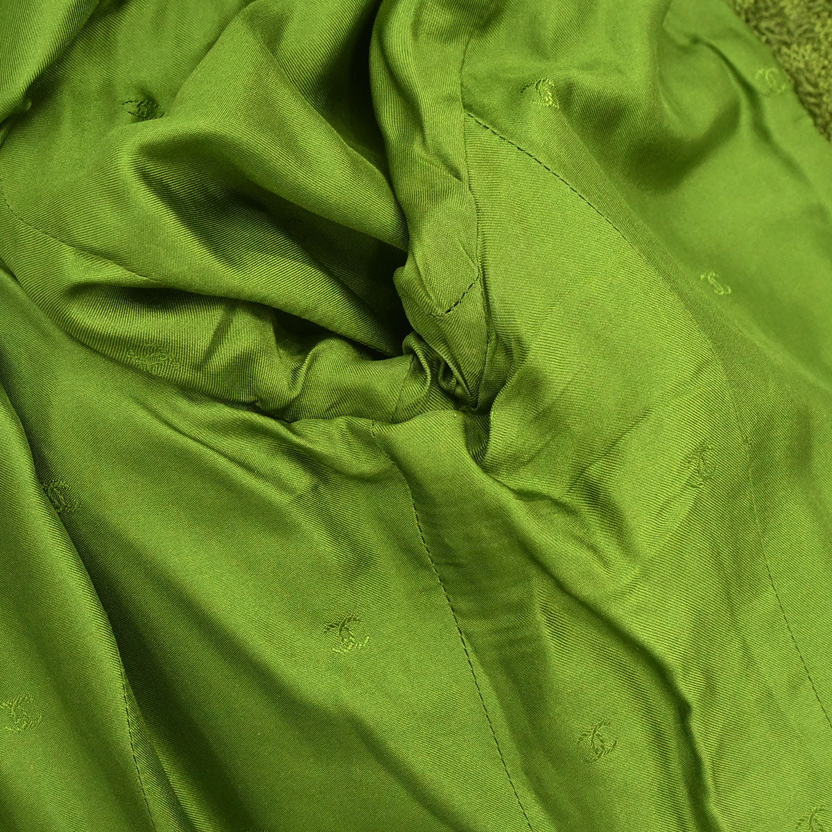 Chanel Single Breasted Jacket Tweed Houndstooth Green