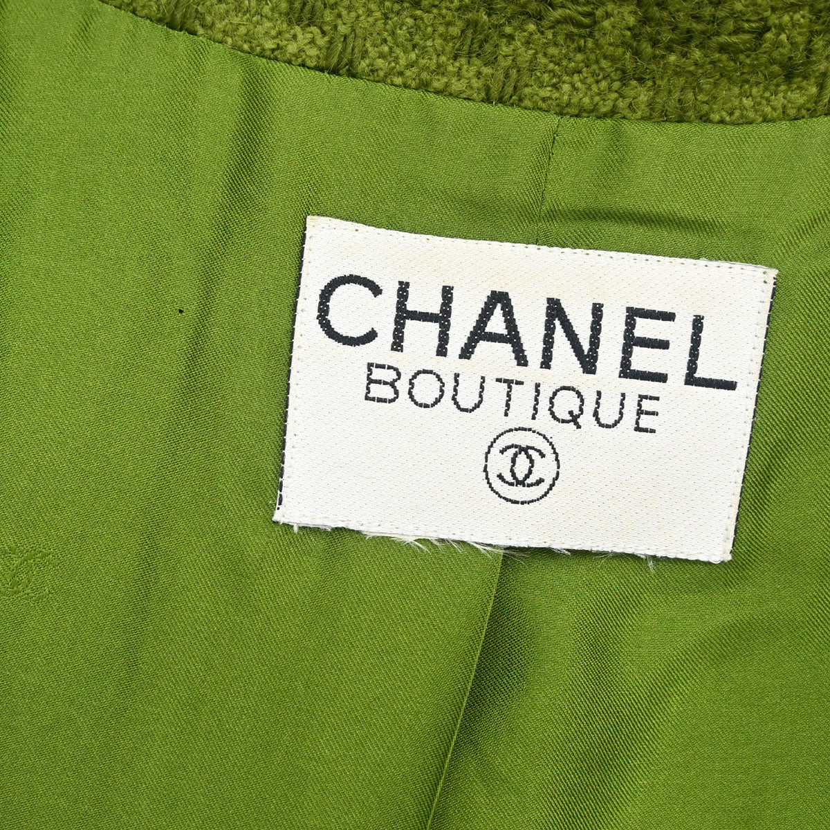 Chanel Single Breasted Jacket Tweed Houndstooth Green