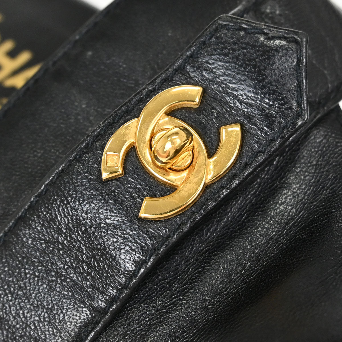 Chanel * CC Turnlock Black Leather Mules Shoes #36