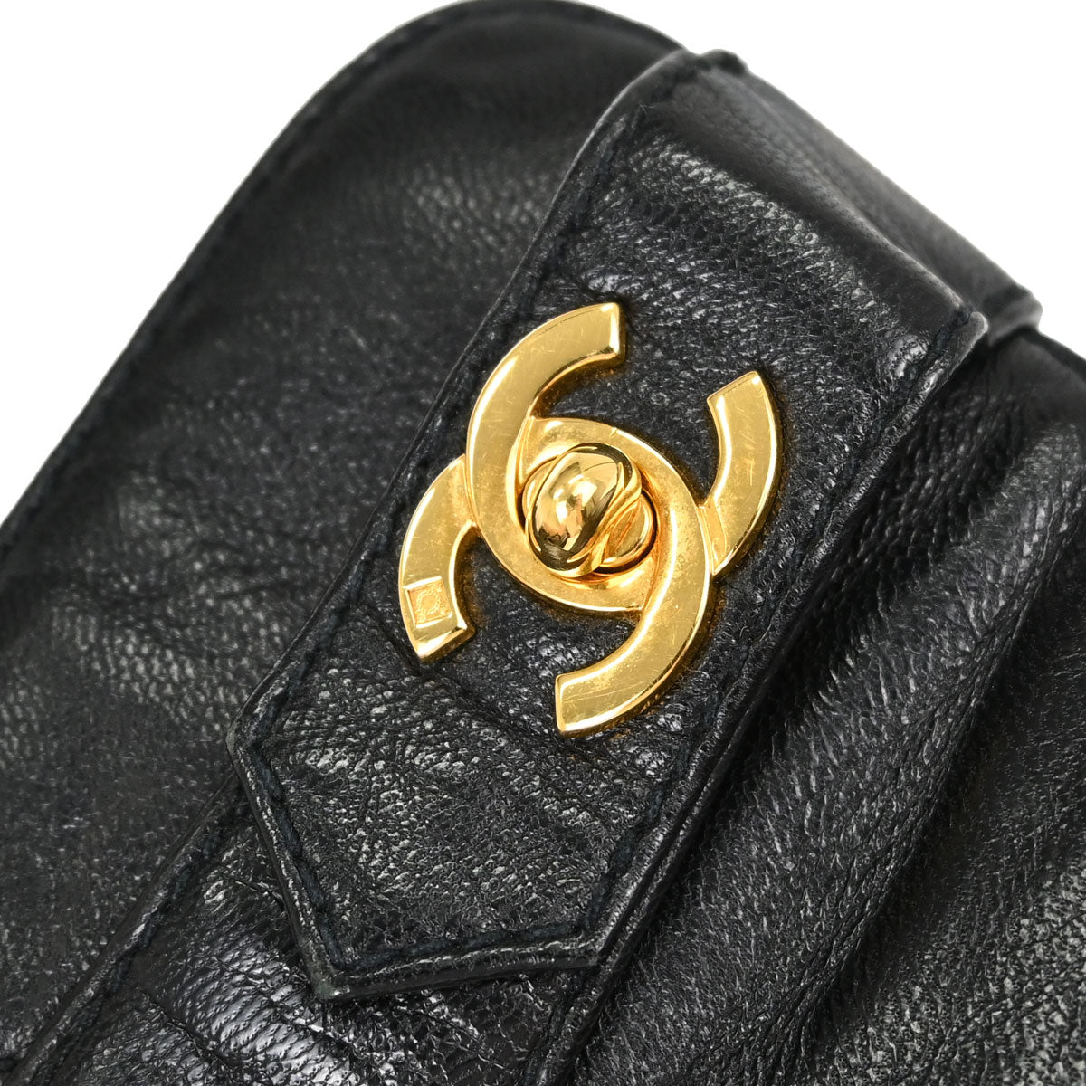 Chanel * CC Turnlock Black Leather Mules Shoes #36