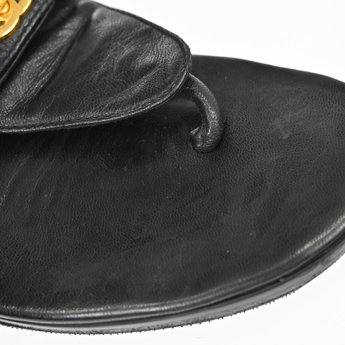 Chanel * CC Turnlock Black Leather Mules Shoes #36