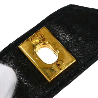 Chanel * CC Turnlock Black Leather Mules Shoes #36