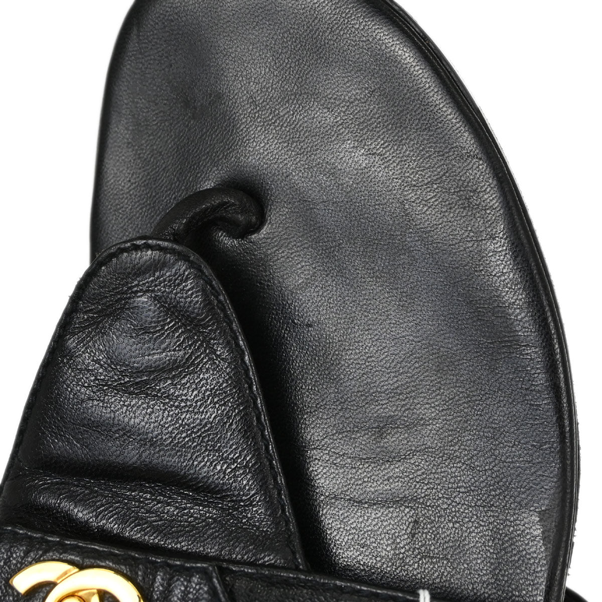 Chanel * CC Turnlock Black Leather Mules Shoes #36