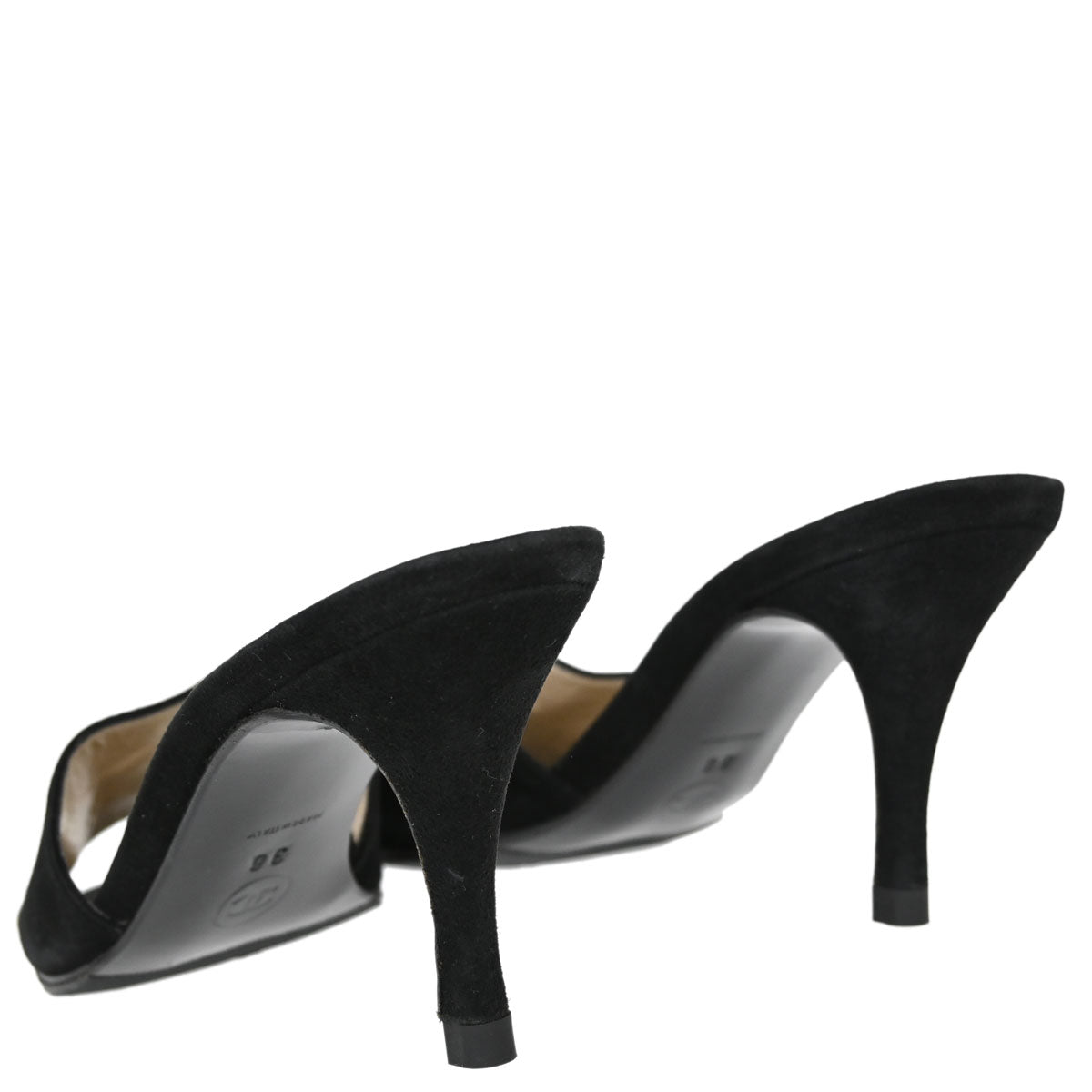 Chanel * CC Black Suede Mules Shoes #36