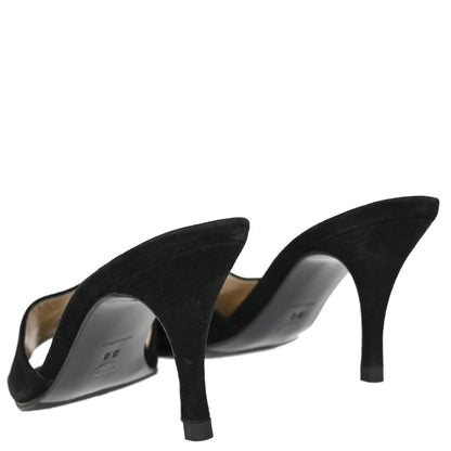 Chanel * CC Black Suede Mules Shoes #36