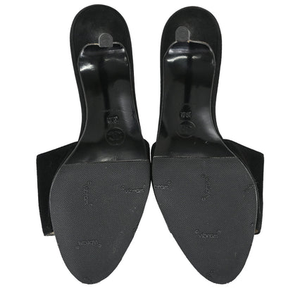 Chanel * CC Black Suede Mules Shoes #36