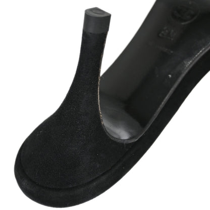 Chanel * CC Black Suede Mules Shoes #36