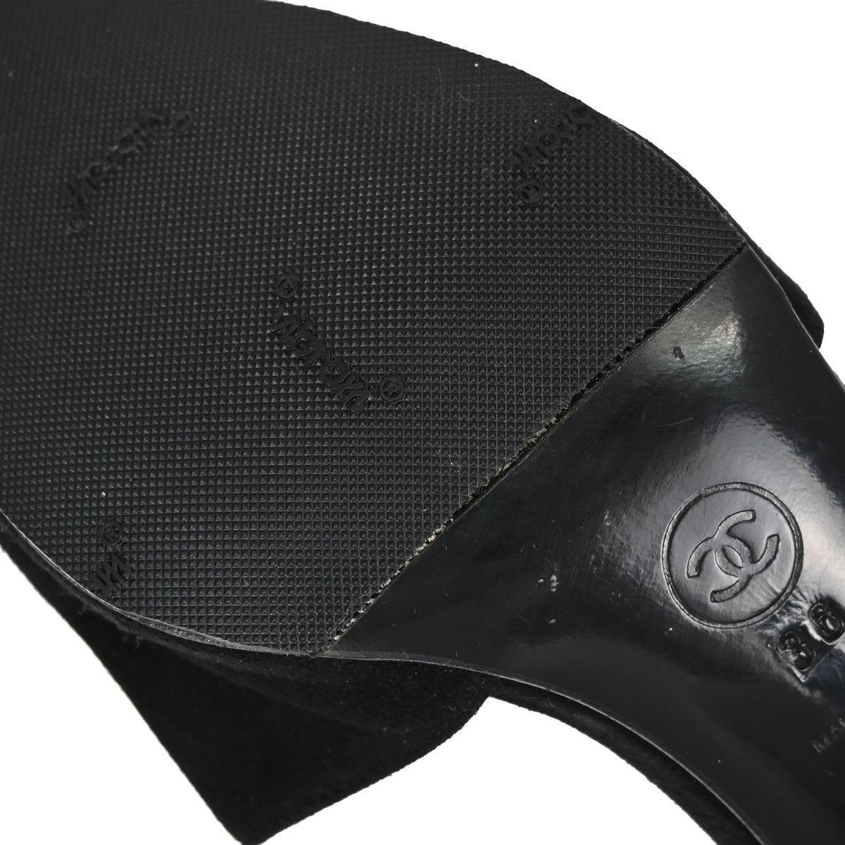 Chanel * CC Black Suede Mules Shoes #36