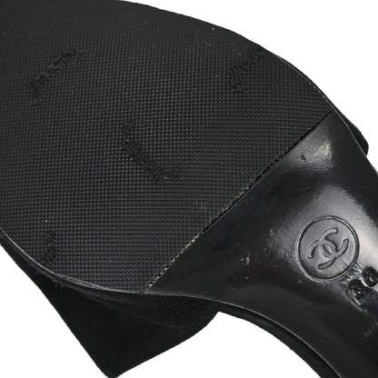 Chanel * CC Black Suede Mules Shoes #36
