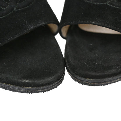Chanel * CC Black Suede Mules Shoes #36