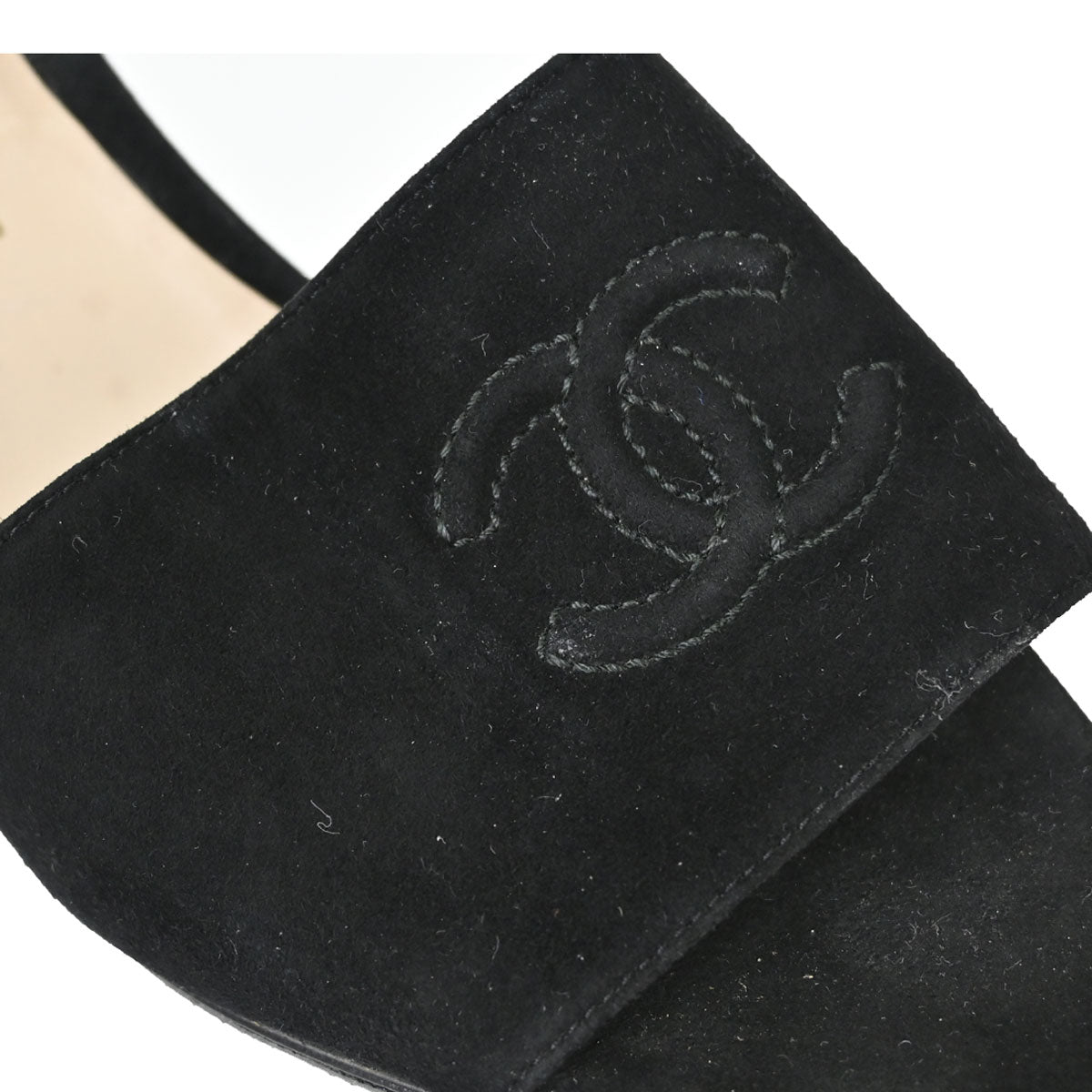 Chanel * CC Black Suede Mules Shoes #36