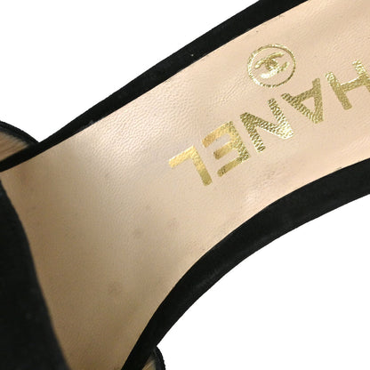 Chanel * CC Black Suede Mules Shoes #36