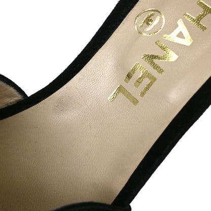 Chanel * CC Black Suede Mules Shoes #36