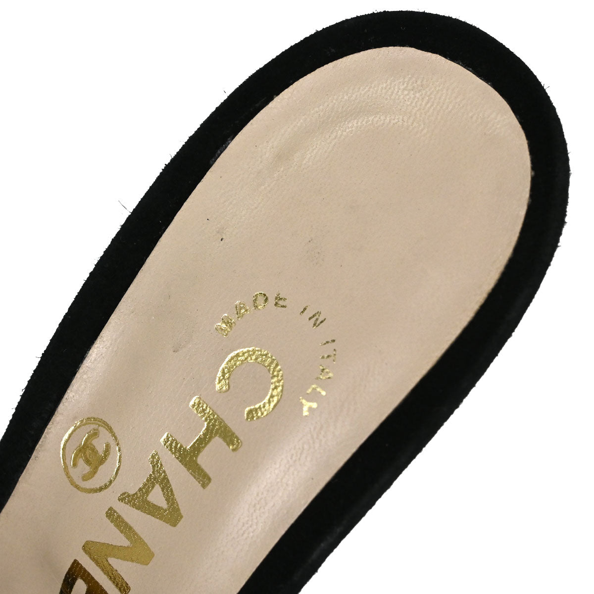 Chanel * CC Black Suede Mules Shoes #36