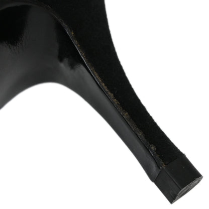 Chanel * CC Black Suede Mules Shoes #36