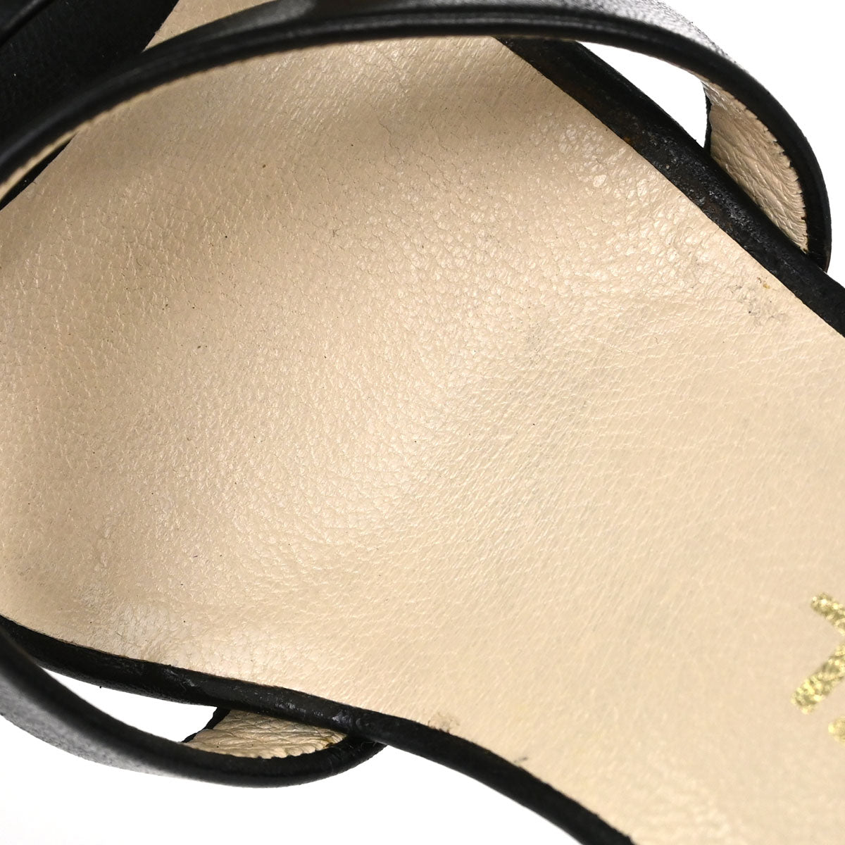 Chanel * Black Leather Sandals Shoes #37