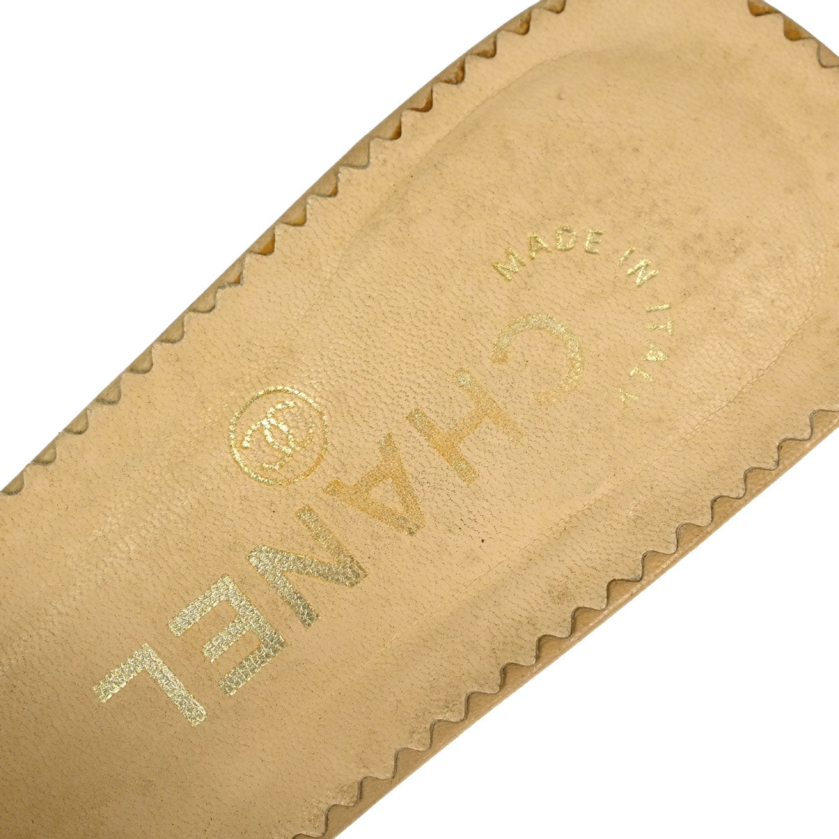Chanel * CC Beige White Leather Mules Shoes #36