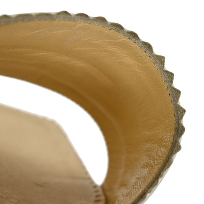 Chanel * CC Beige White Leather Mules Shoes #36