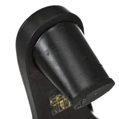 Chanel * CC Black Wood Leather Mules Shoes #36
