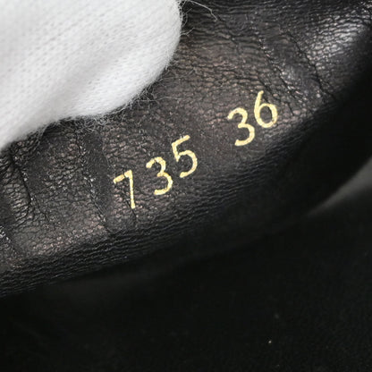 Chanel * CC Black Wood Leather Mules Shoes #36