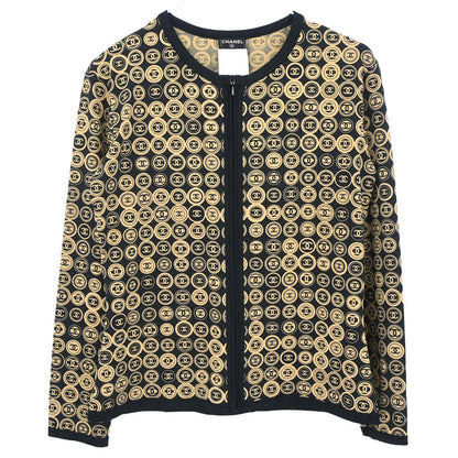Chanel 2003 Zip Up Top Beige Black #42
