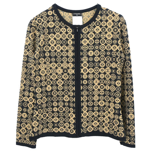 Chanel 2003 Zip Up Top Beige Black #42