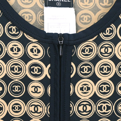 Chanel 2003 Zip Up Top Beige Black #42