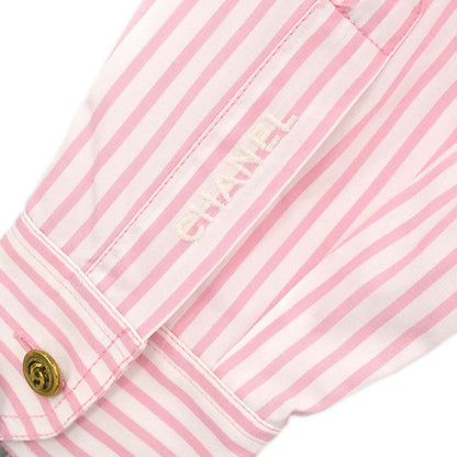 Chanel Striped Shirt Blouse Pink