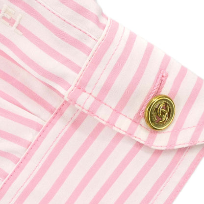 Chanel Striped Shirt Blouse Pink