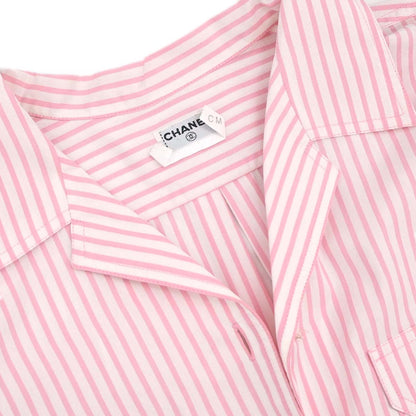 Chanel Striped Shirt Blouse Pink