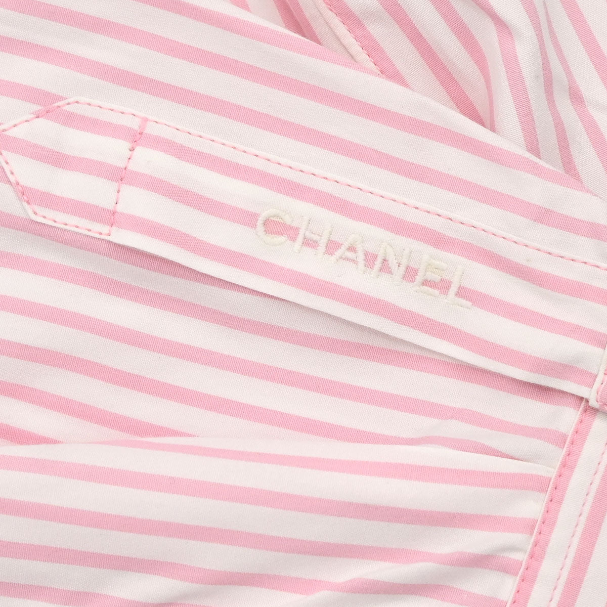 Chanel Striped Shirt Blouse Pink