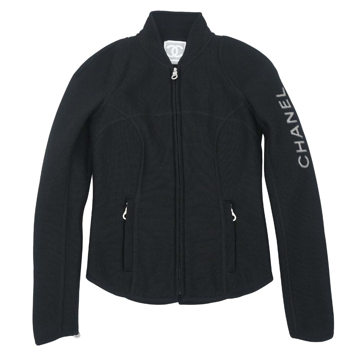 Chanel 2003 Sport Line Zip Up Mesh Jacket Black #34