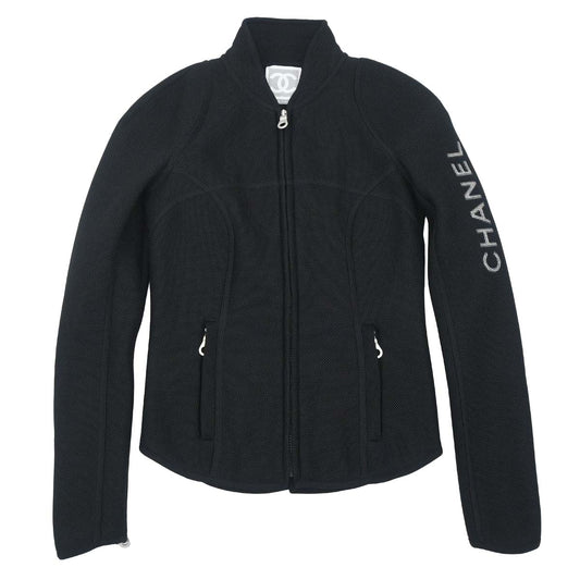 Chanel 2003 Sport Line Zip Up Mesh Jacket Black #34