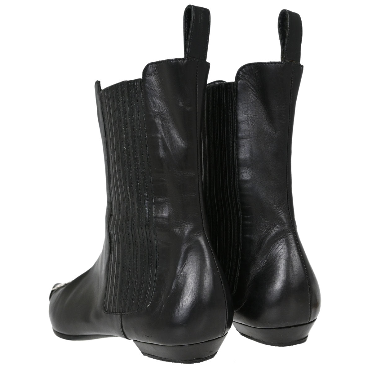 Christian Dior * Black Leather Short Boots Shoes #36 1/2