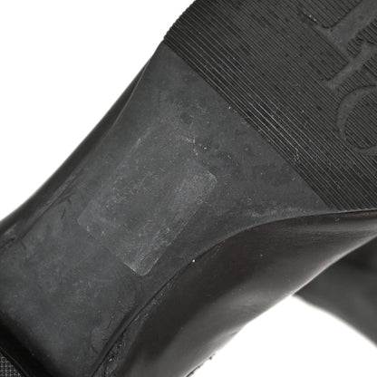 Christian Dior * Black Leather Short Boots Shoes #36 1/2