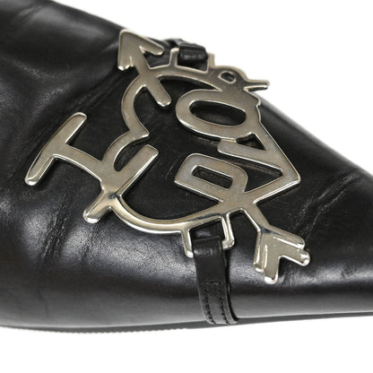 Christian Dior * Black Leather Short Boots Shoes #36 1/2
