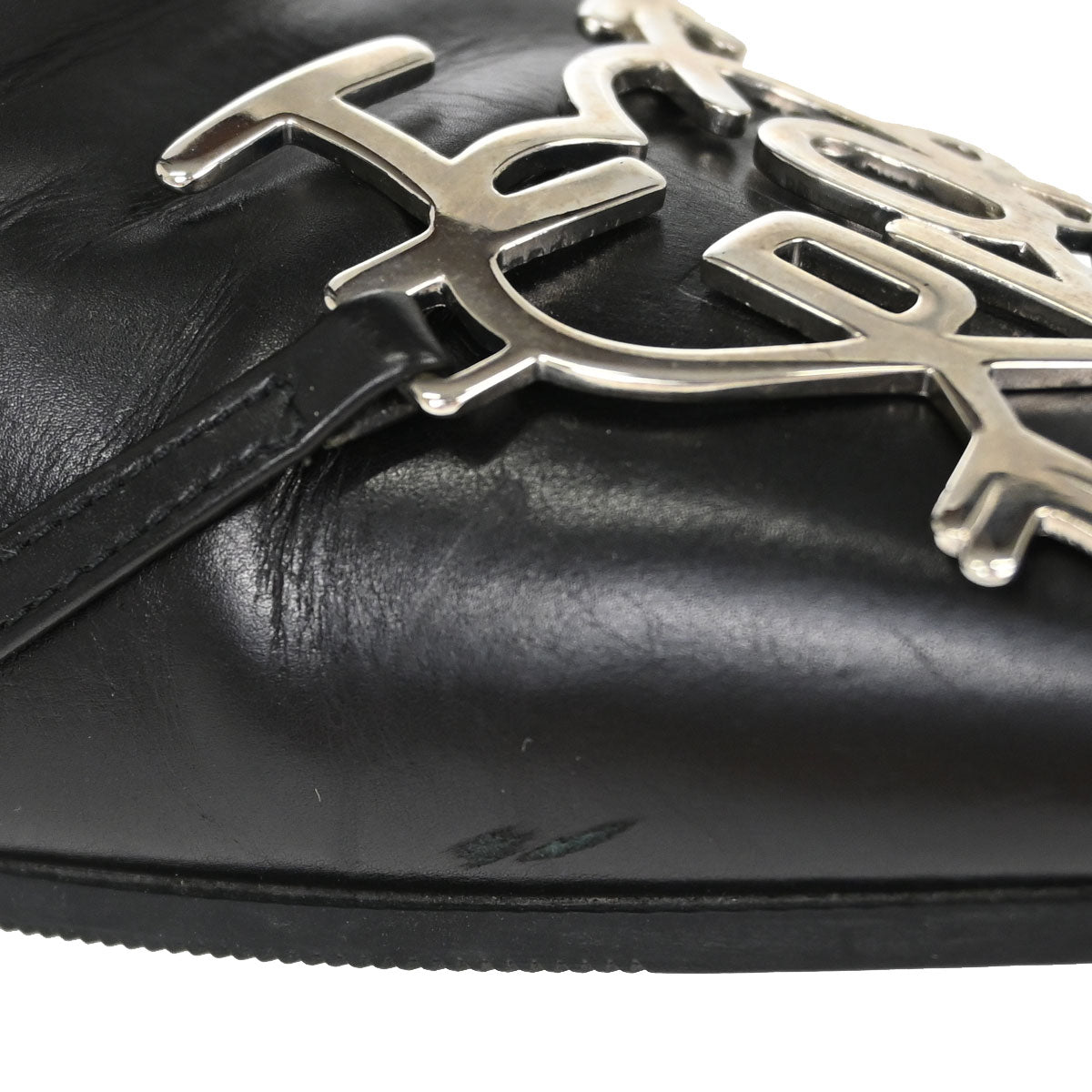 Christian Dior * Black Leather Short Boots Shoes #36 1/2