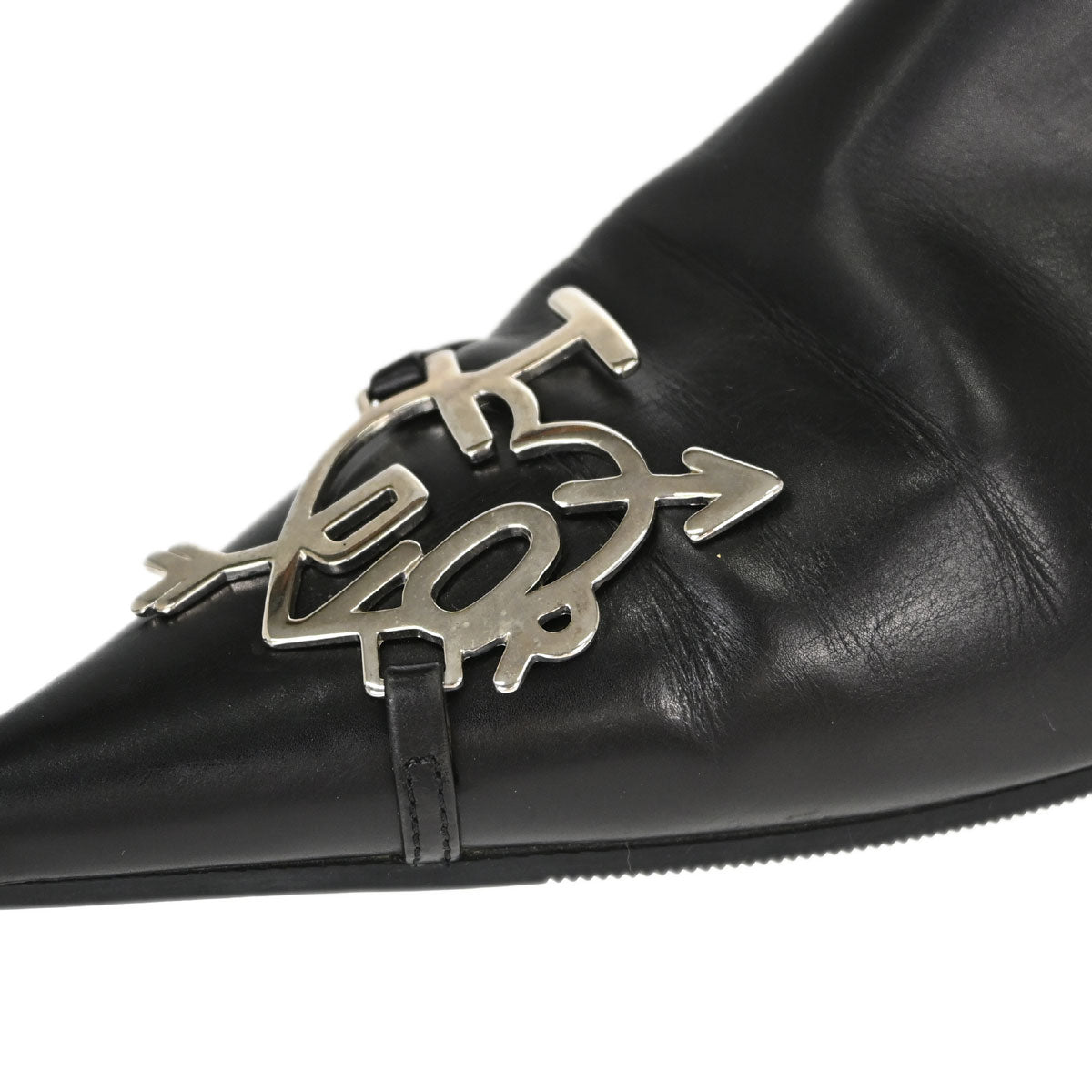 Christian Dior * Black Leather Short Boots Shoes #36 1/2